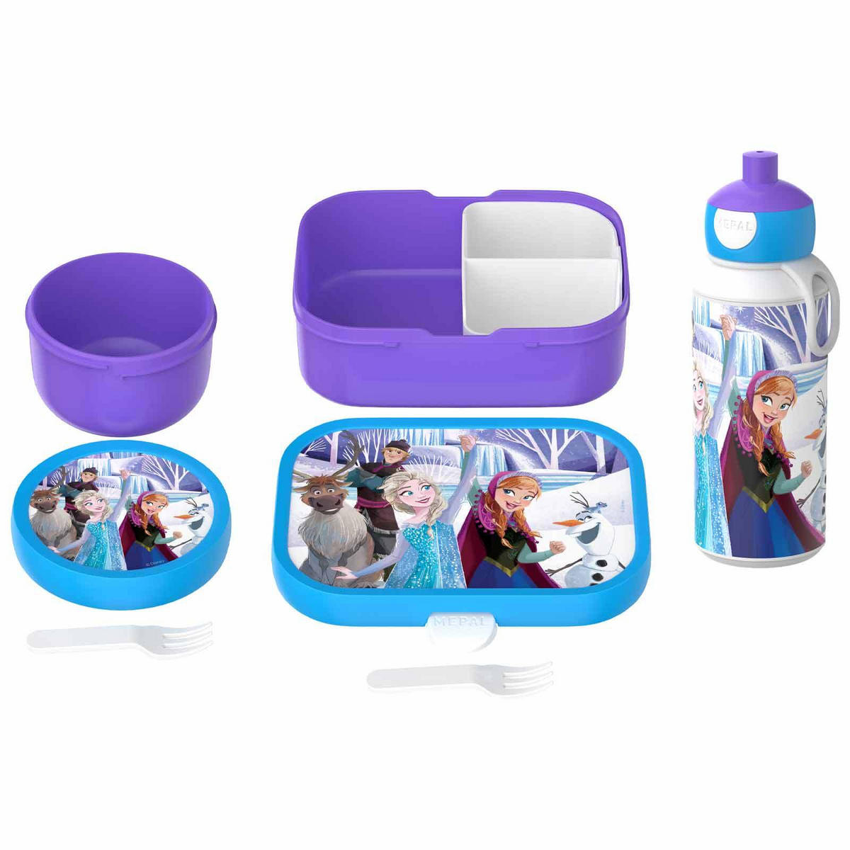 LUNCHSET Campus Frozen Friends 3-tlg. - Blau/Lila, Kunststoff (6.8/24.4/24cm) - Mepal