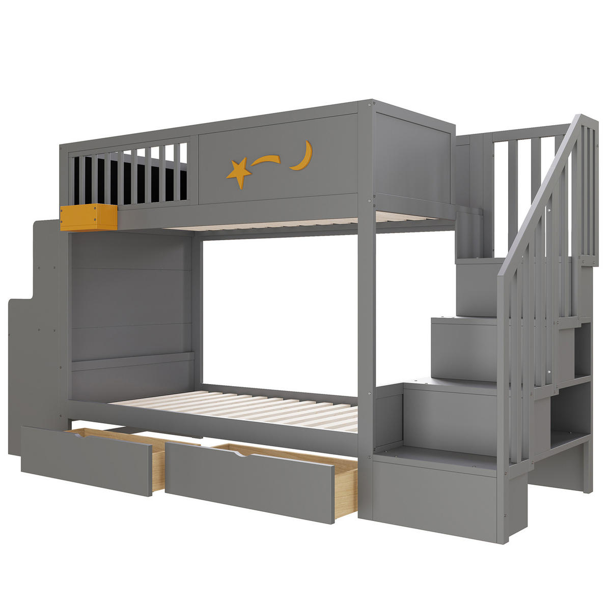 ETAGENBETT 90/200 cm grau aus Holz mit Schreibtisch - Grau, Holzwerkstoff (90/200cm) - OKWISH