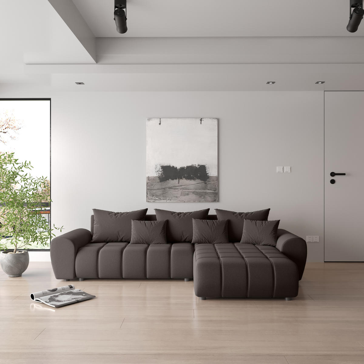 ECKSOFA Eide L mit Schlaffunktion, Braun - Braun, Textil (292/180cm) - Fedve