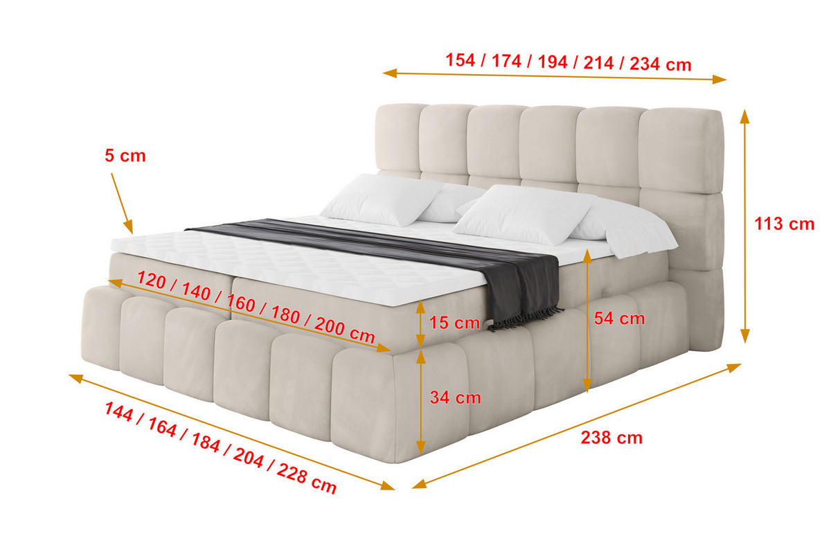 BOXBETT - AURI-H3 - 200x200 Beige Casablanca - Beige, Holzwerkstoff (200/200cm) - ALTDECOR