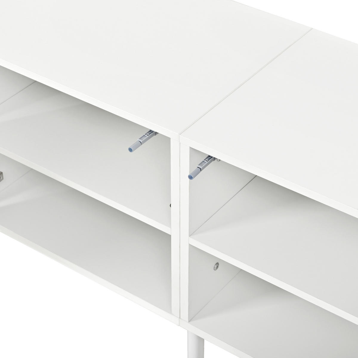 TV-SCHRANK Lowboard 4 Türen Push-to-Open Metallfüße modern - Weiß, Holzwerkstoff (35/50/170cm) - FLIEKS