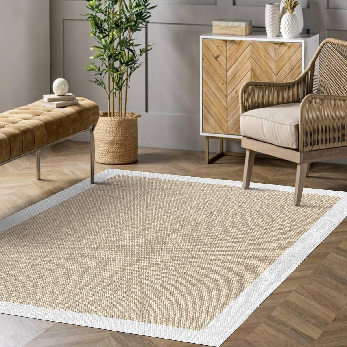 TEPPICH Premium en Vinyle Beige Weiß 60x200 cm - Beige, Kunststoff (60/200cm) - STORESDECO