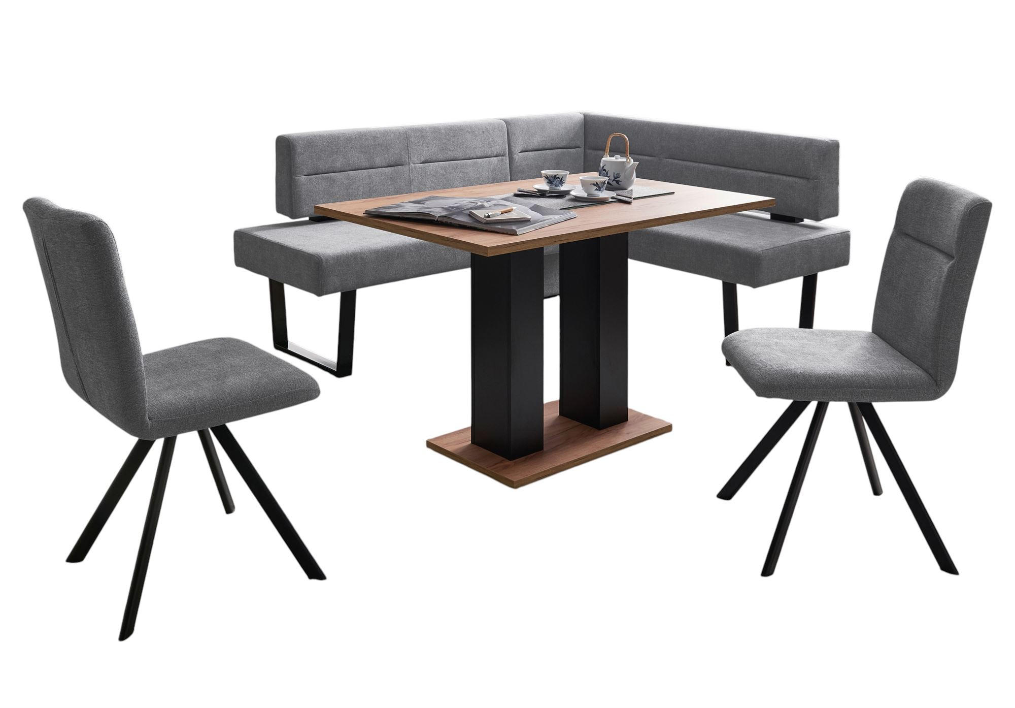 ECKBANKGRUPPE Modern Doralyn 2 für 7 Personen Microfaser Schwarz/Grau - Schwarz/Grau, Kunststoff (195/85/155cm) - 58aufmkessel