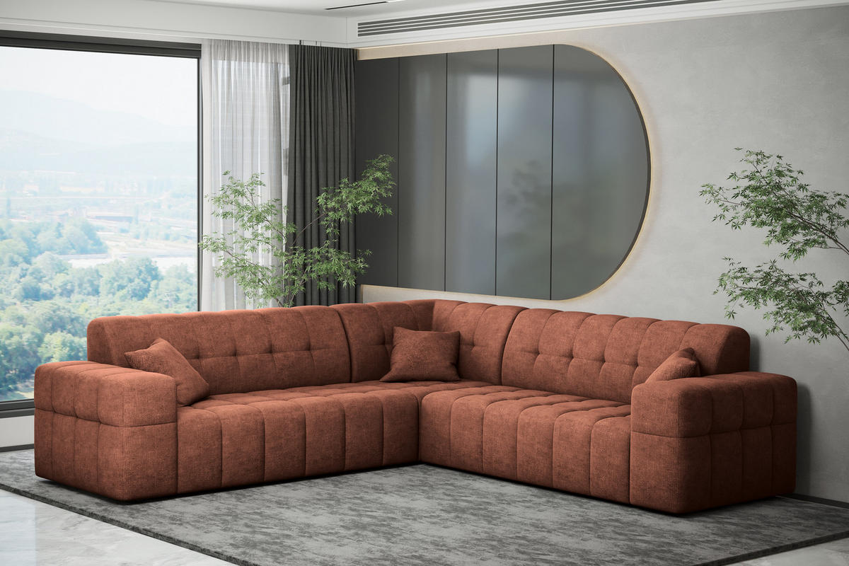 ECKSOFA Corner NIMES Stoff Perfect Harmony Kupfer - Kupferfarben, Holz (246/246cm) - Kaiser Möbel