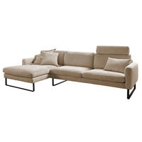 ECKSOFA RICARDA Taupe Cord - Taupe/Schwarz, Textil/Metall (298/154cm) - KAWOLA