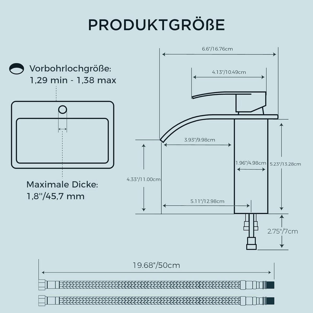 WASCHTISCHARMATUR Wasserfall Matt-Schwarz - Schwarz, Metall (12.7/7.5/17.8cm)