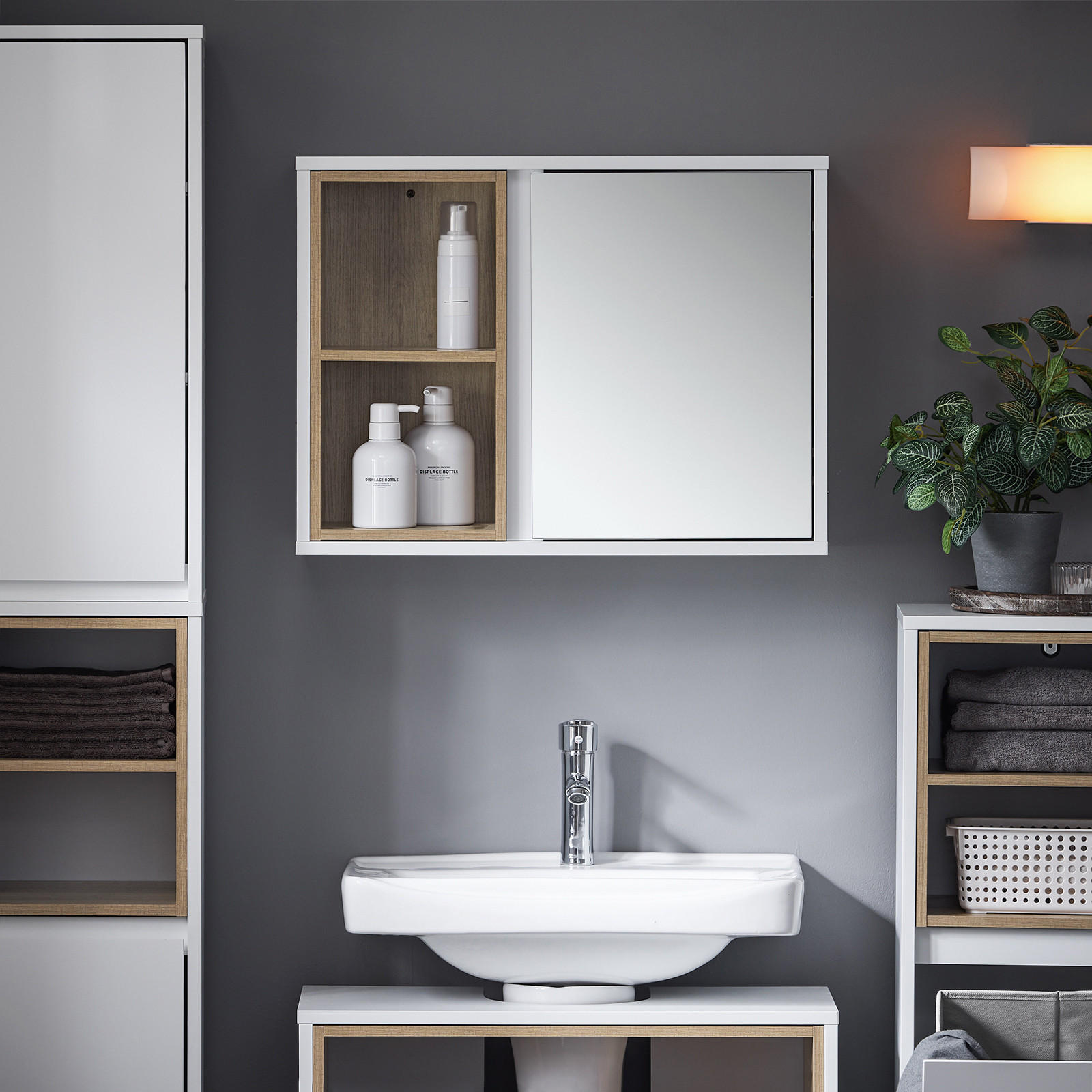 SPIEGELSCHRANK Weiß 60cm - Weiß, Holzwerkstoff (60/45/20cm) - SoBuy