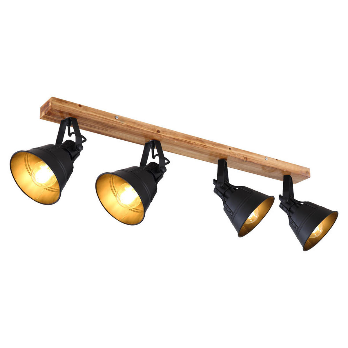 DECKENLEUCHTE Holz Metall Schwarz Matt - Schwarz, Holz (82/14/24cm) - Globo Lighting
