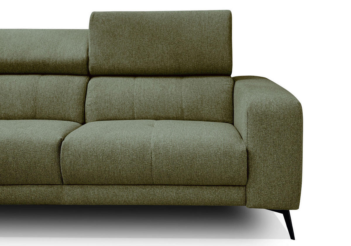 ECKSOFA MORELLO 5-Sitzer, olivgrün - Schwarz/Olivgrün, Holzwerkstoff/Textil (158/269cm) - Courtois Laville