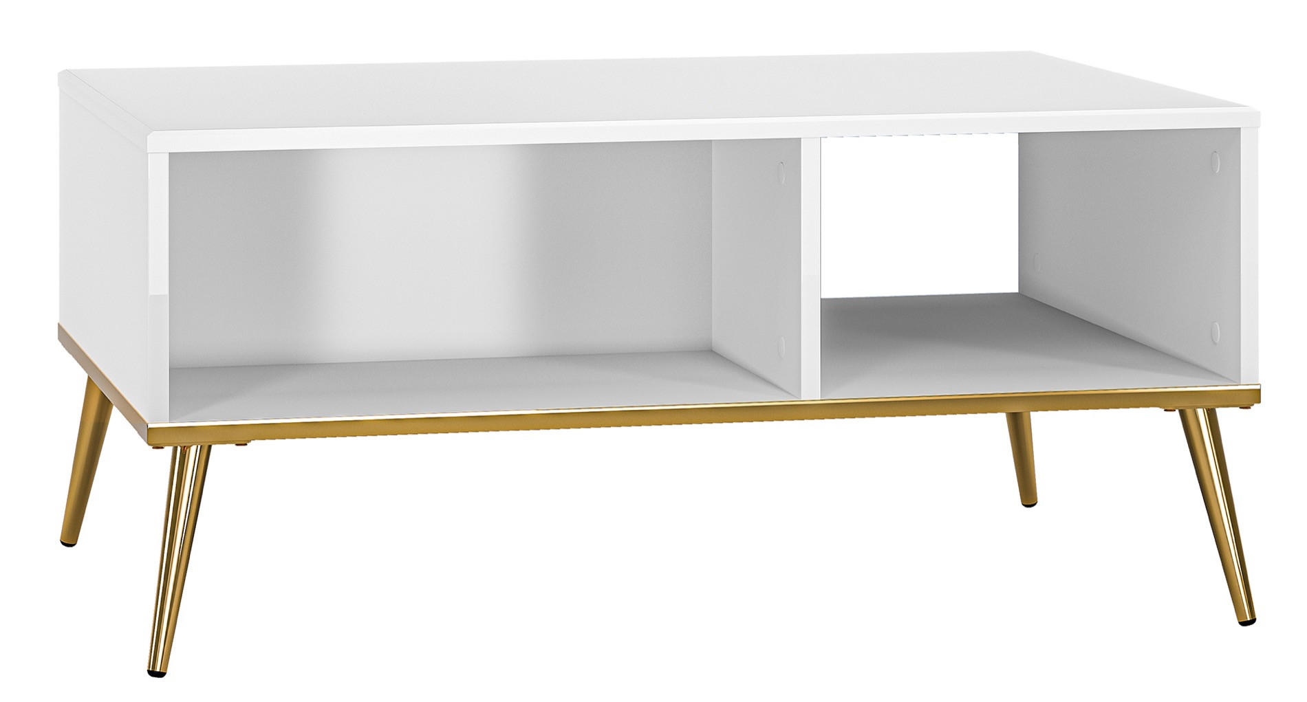 COUCHTISCH Darrby Weiß 90x60 cm - Goldfarben/Weiß, Holzwerkstoff/Metall (60/90/41.9cm) - Selsey