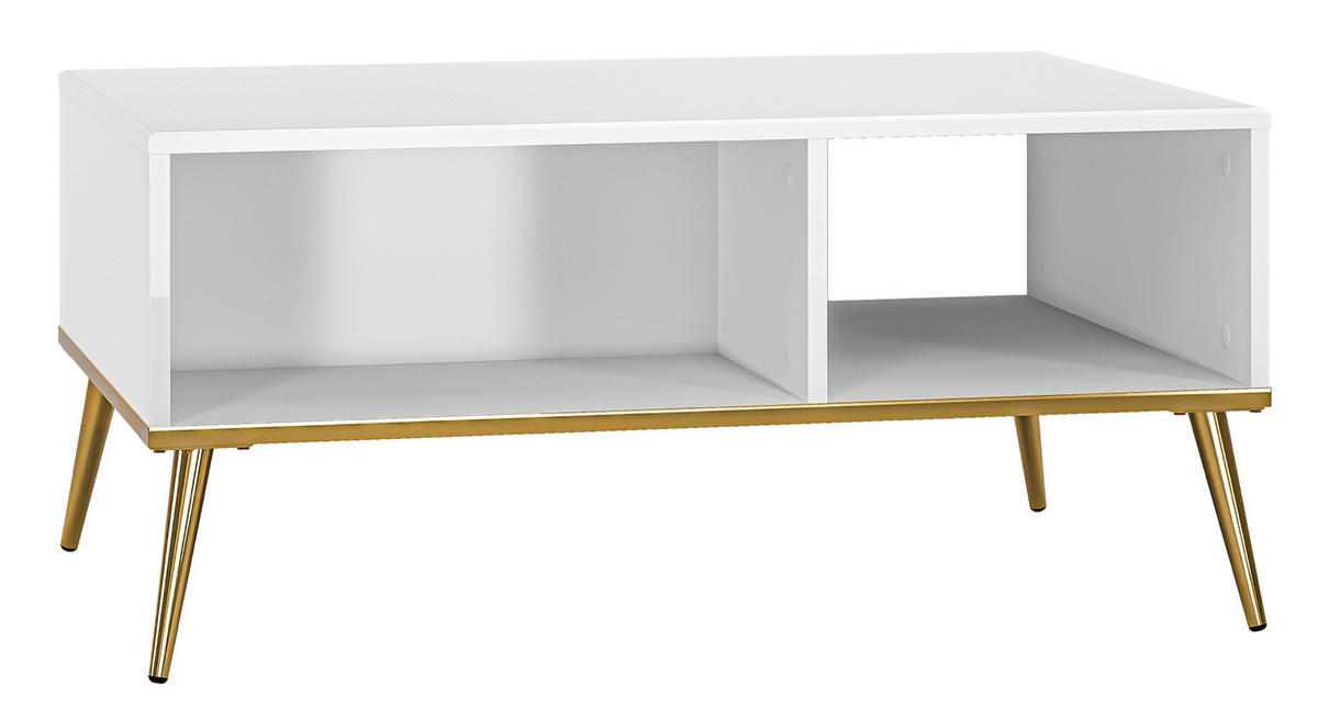 COUCHTISCH Darrby Weiß 90x60 cm - Goldfarben/Weiß, Holzwerkstoff/Metall (60/90/41.9cm) - Selsey