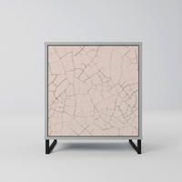 SIDEBOARD CERAMIC TEXTURE, Grau, 57,5x42x67,5 cm, Schwarze Metall-Rahmenfüße - Multicolor/Schwarz, Holzwerkstoff/Metall (57.5/67.5/42cm) - SpaceRebels