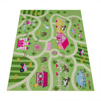 KINDERTEPPICH waschmaschinenwaschbar Bauernhof‑Straßen Kinderzimmer schmutzabweisend Grün Rechteckig 80x150 - Grün, Textil (80/150cm) - KADIMA DESIGN