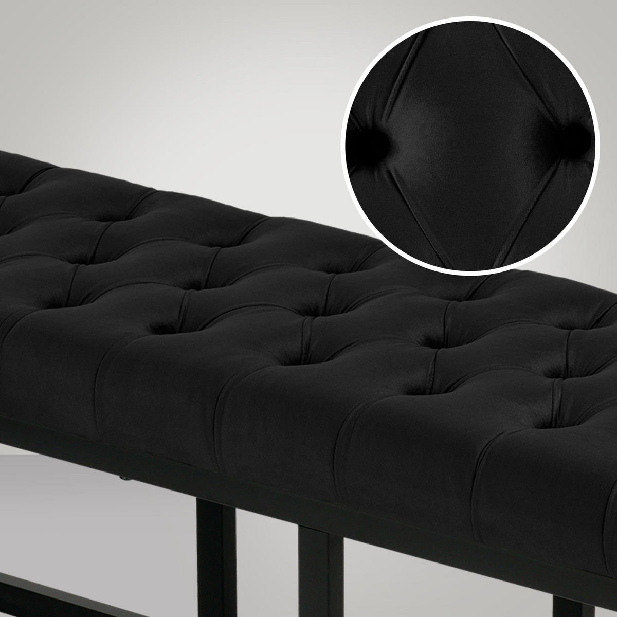 SITZBANK Polly Samt Schwarz 150 cm schwarz - Schwarz, Metall (150/42/37cm) - TPFLiving
