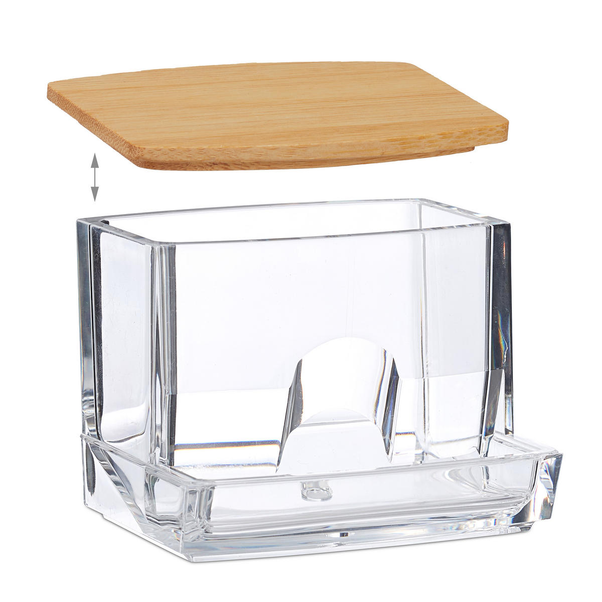 WATTESTÄBCHEN-AUFBEWAHRUNG - Transparent, Holz/Kunststoff (9/7.5/8cm) - Relaxdays