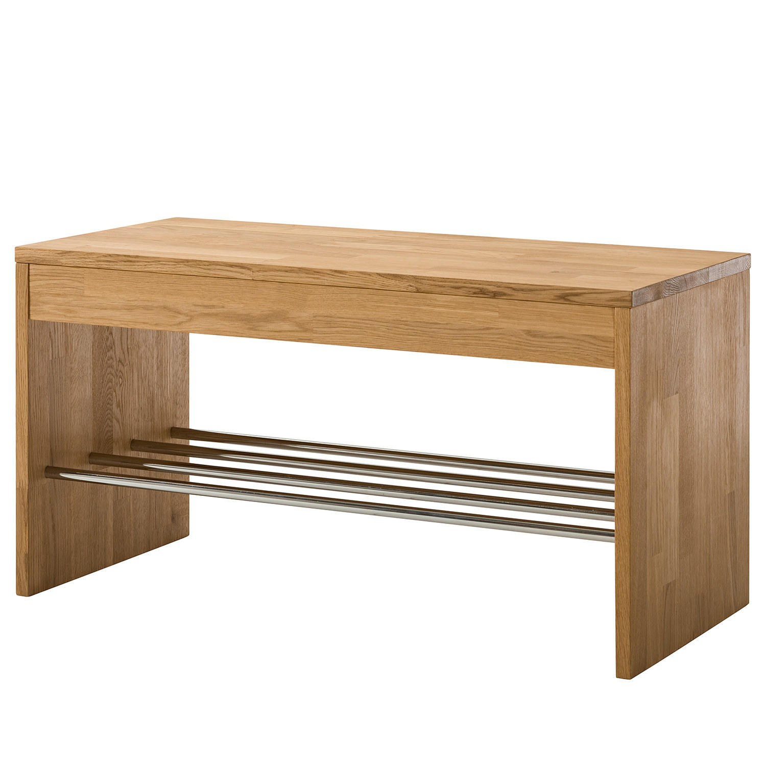 GARDEROBENBANK - Eiche massiv - Eichefarben, Holz (85/45/40cm) - home24