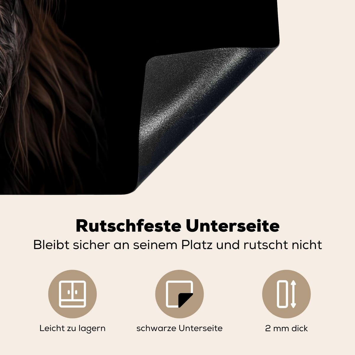 HERDABDECKPLATTE Schottischer Highlander - Porträt - Schwarz - Tier 77x51 cm - Braun, Kunststoff (77/0.2/51cm) - MuchoWow