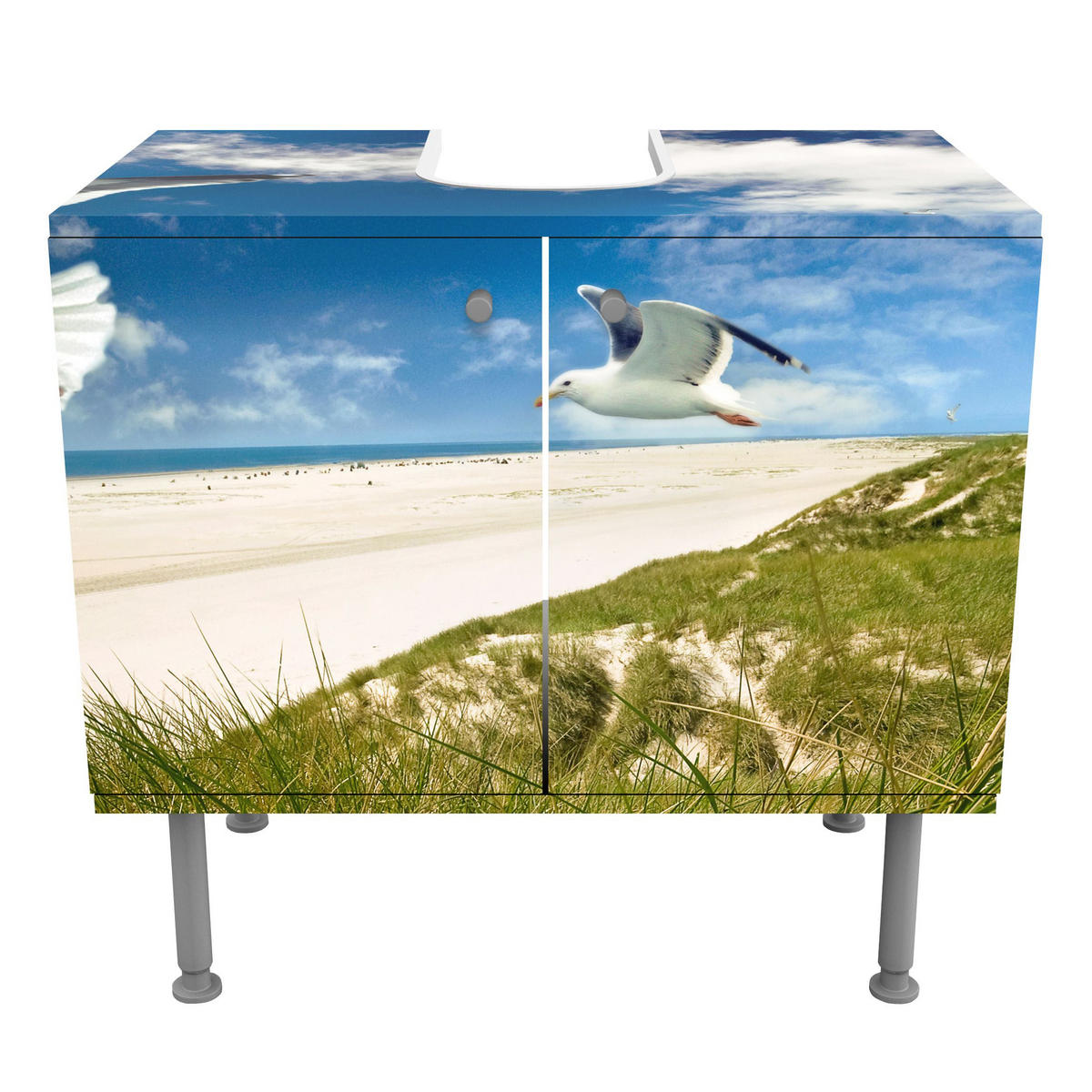 WASCHBECKENUNTERSCHRANK Dune Breeze 60/55/35 cm - Blau, Holzwerkstoff (60/55/35cm) - Bilderwelten