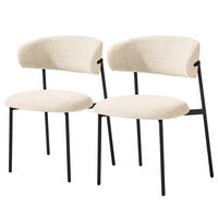 POLSTERSTUHL - Strukturstoff / Edelstahl, 2er-Set - Creme/Schwarz, Metall (58/80/54cm) - home24
