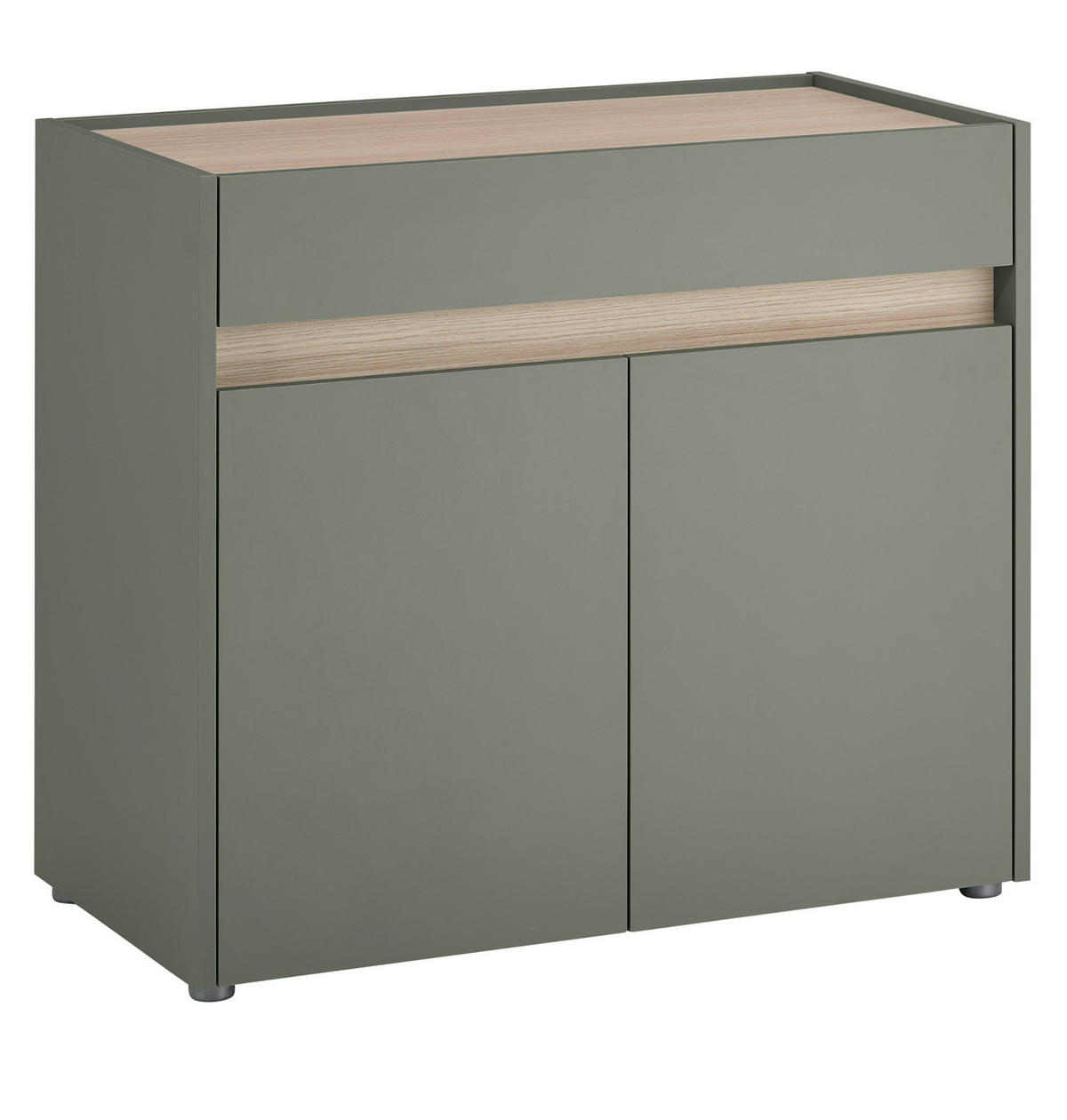SCHUHSCHRANK Flur Kommode in Salbei Grün mit Eiche, Schubkasten und Fächer, 80 x 70 cm - Salbeigrün/Eichefarben, Holz/Holzwerkstoff (80/70/40cm) - Furn.Design