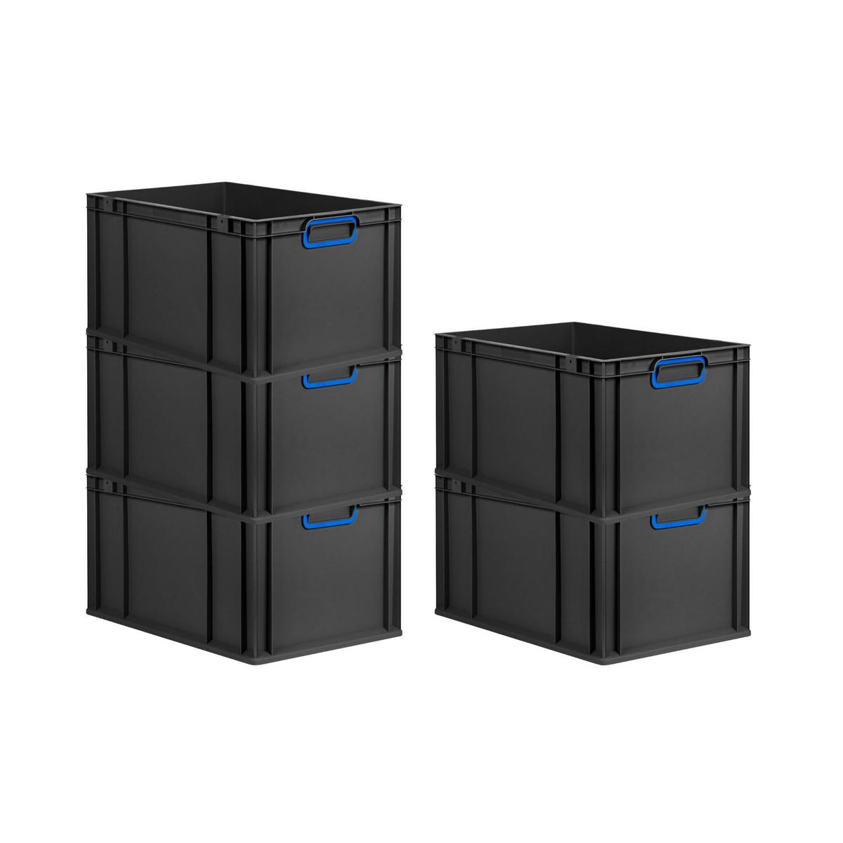 EUROBOX NextGen Color 32x40x60 cm 65 Liter Griffe blau zu, Schwarz - Blau/Schwarz, Kunststoff (40/32/60cm) - PROREGAL
