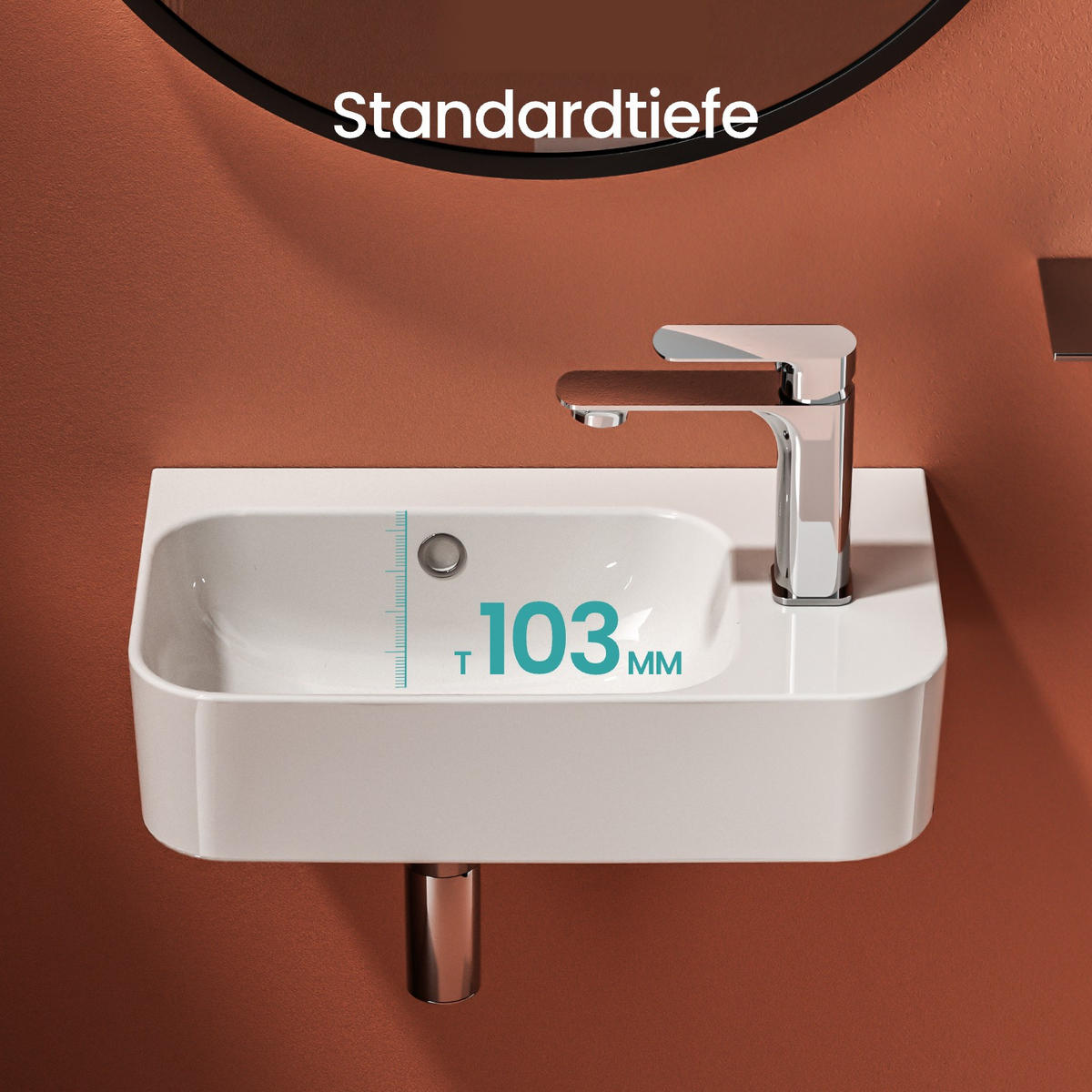 WASCHBECKEN Rechteckig Mit Hahnloch links Weiß 45 / 26,5 / 15,6 cm - Weiß, Keramik (26.5/15.6/45cm) - EMKE