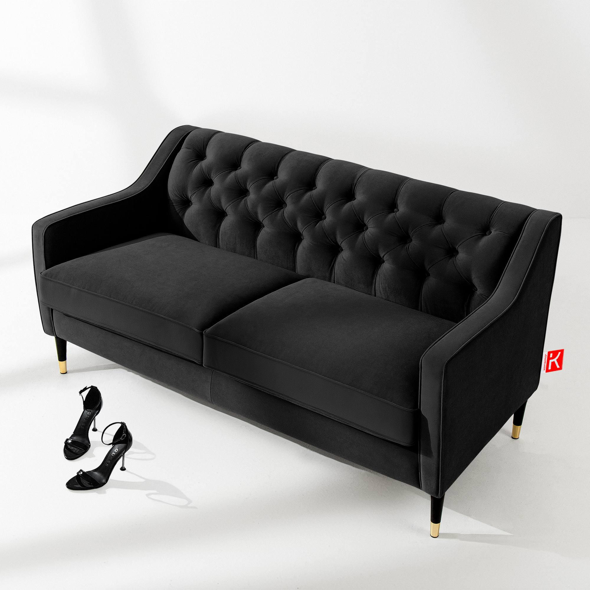 2-SITZER-SOFA NOMUS Sofa 2 Velours - Wengefarben/Dunkelblau, Holz/Holzwerkstoff (170/78/80cm) - KONSIMO®