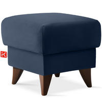 HOCKER GUSTAVO Fußstütze, Velours, Dunkelblau - Dunkelblau, Holz/Holzwerkstoff (53/49/53cm) - KONSIMO®
