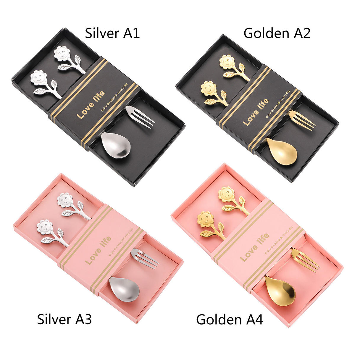BESTECK-SET 2-teiliges Besteck-Set Edelstahl gold - Goldfarben, Metall