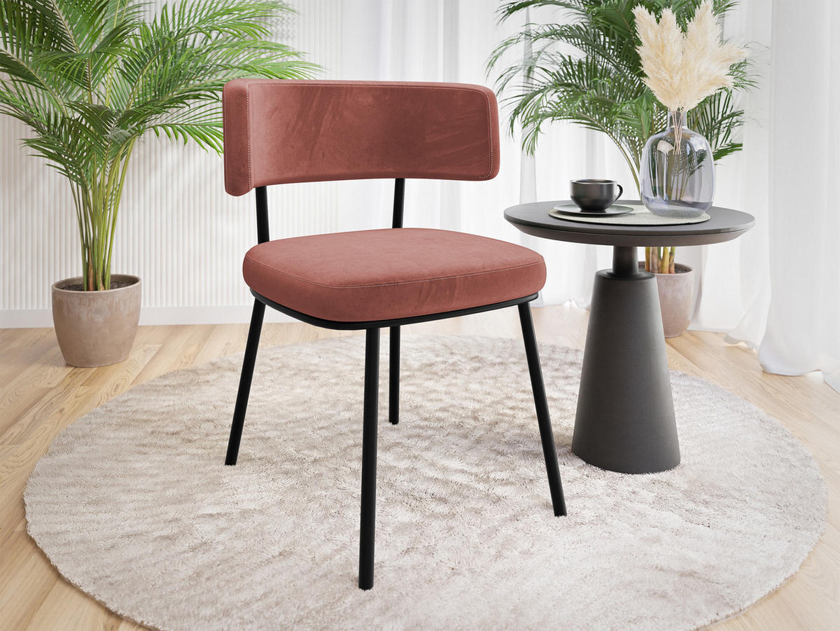 POLSTERSTUHL Iga - Schwarz/Rosa, Textil/Metall (58/75/57cm) - MIRJAN24