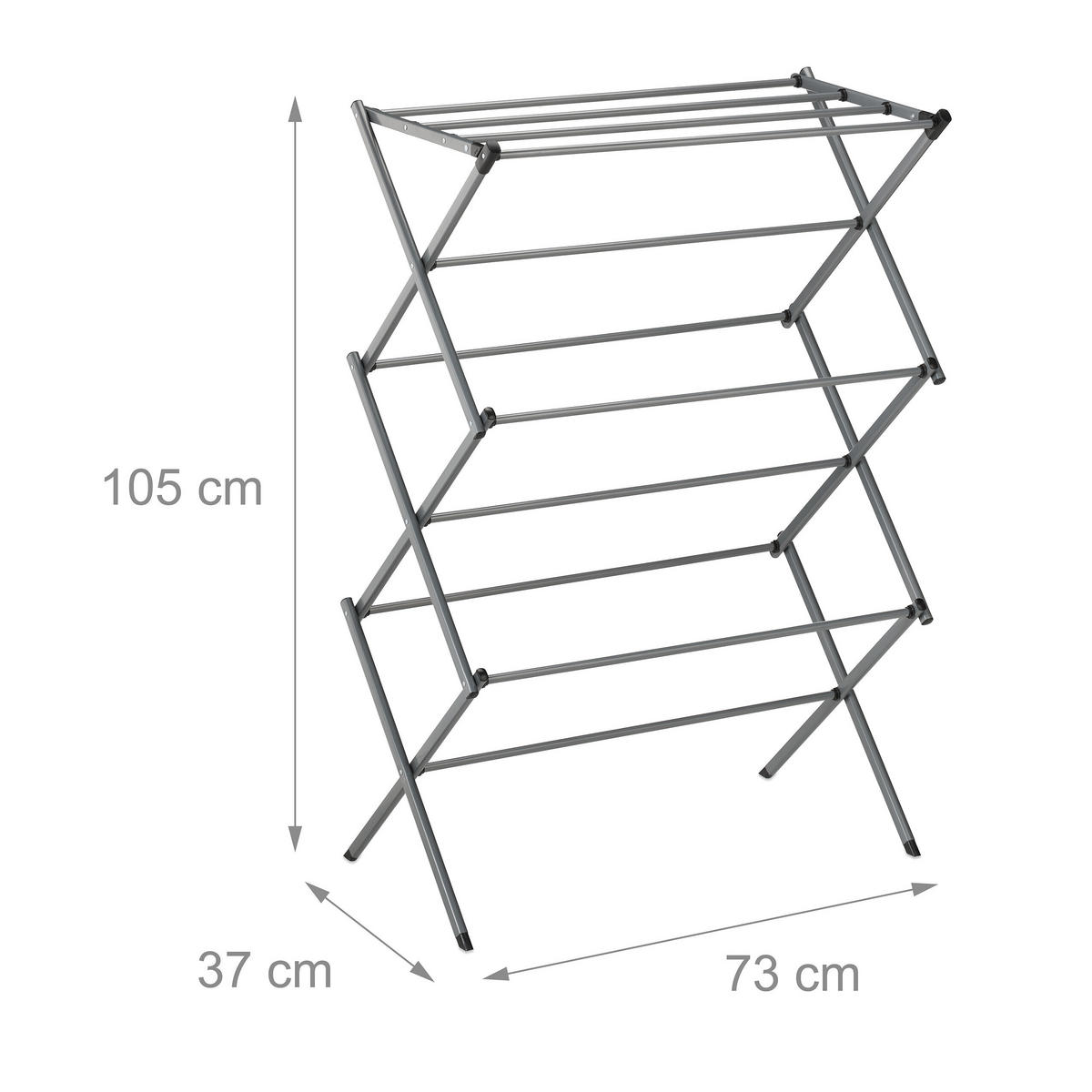 STOJAN na prádlo - strieborná, kov/plast (73/105/37cm) - Relaxdays