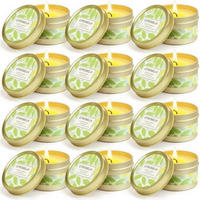 DUFTKERZEN Set 12 Stück Sojawachs Citronella 15 Std Brenndauer - Multicolor, Paraffin (4cm)