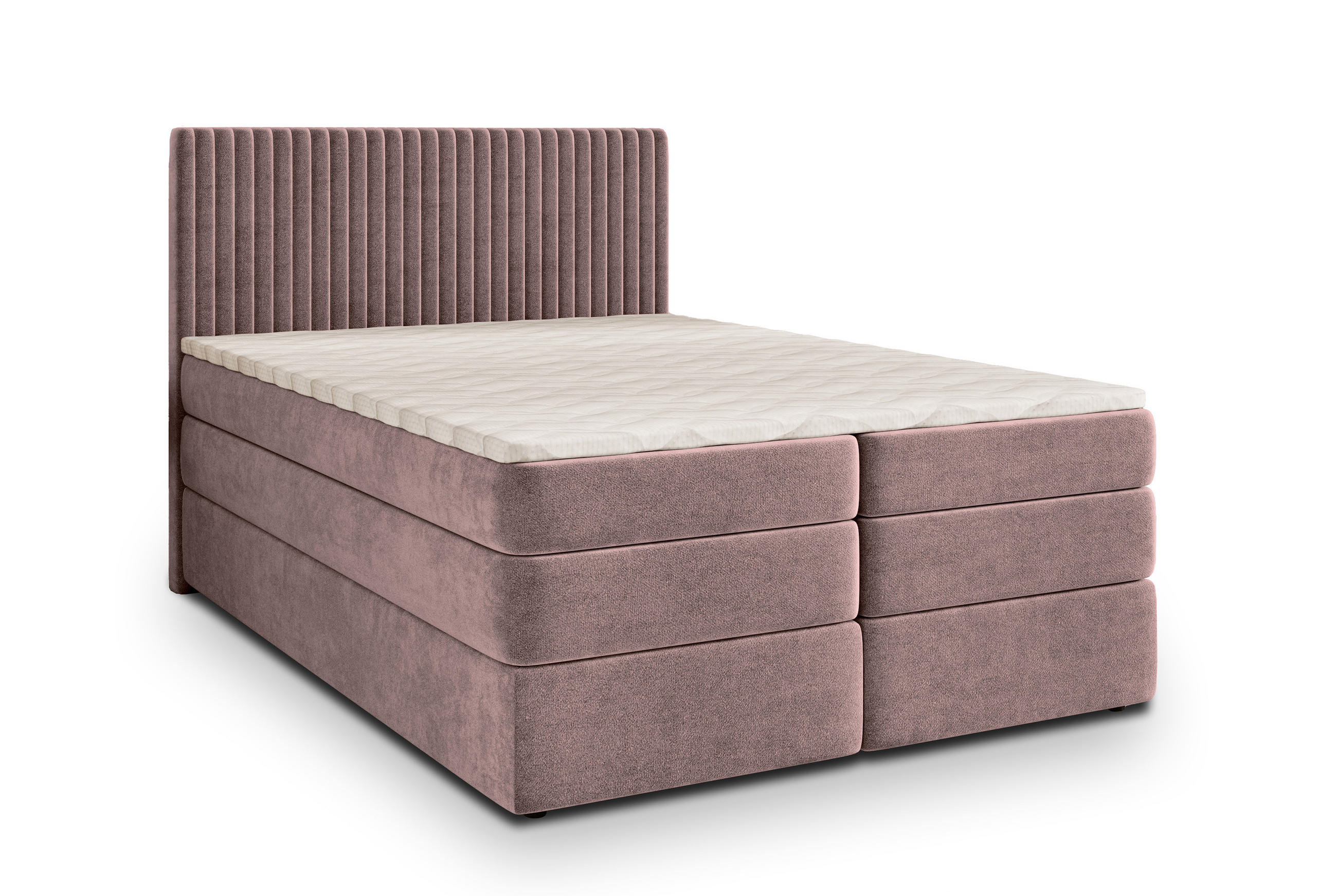 BOXSPRINGBETT FELBIO 160x200 cm mit Matratze und Topper - Rosa - Rosa, Holz (160/200cm) - MASSENO