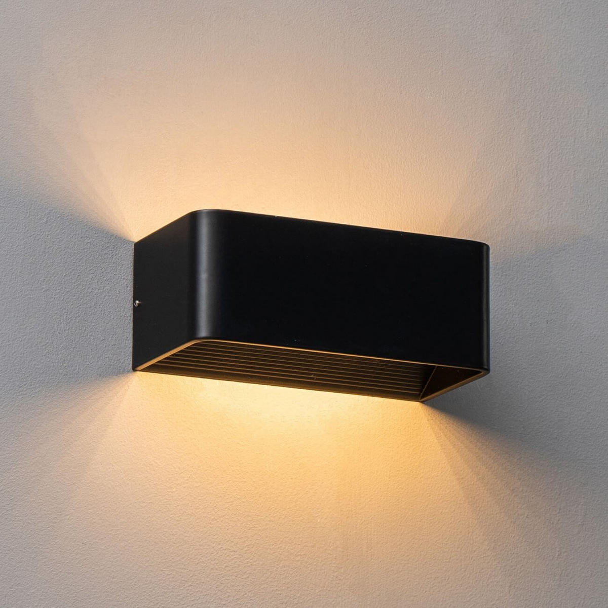 WANDLEUCHTE Quadra, Schwarz, 20cm, Dimmbar - Schwarz, Metall (20/10/8cm) - KOSILUM