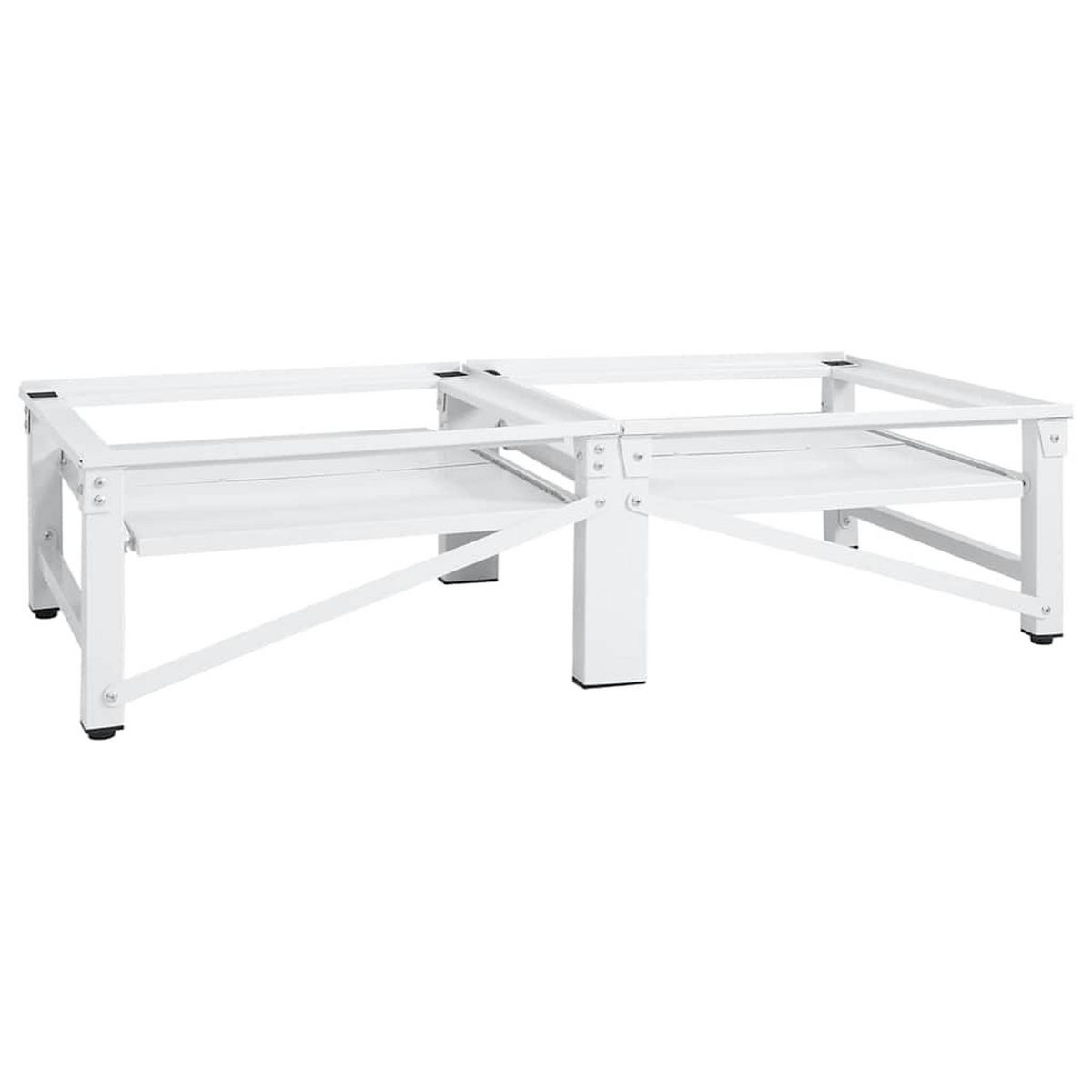 UNTERGESTELL Für Wasch- Und Trockenmaschine Mit Ausziehablagen - Weiß, Metall (61.5/33.5/124.5cm) - vidaXL