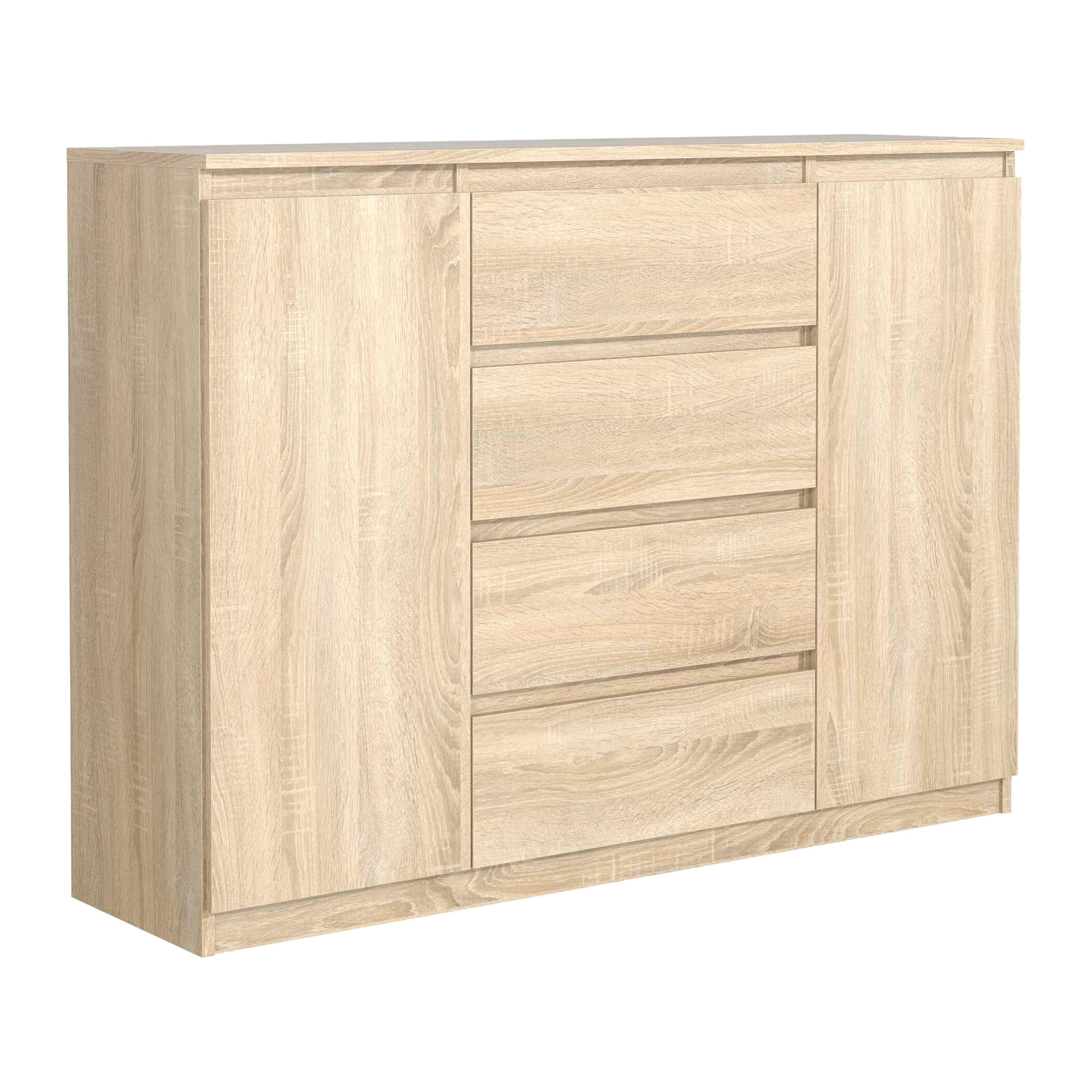 KOMMODE NUDO 138,5/101,5/39cm mit 4 Schubladen 2 Türen Sonoma Eiche - Sonoma Eiche, Holzwerkstoff (138.5/101.5/39cm) - MASSENO