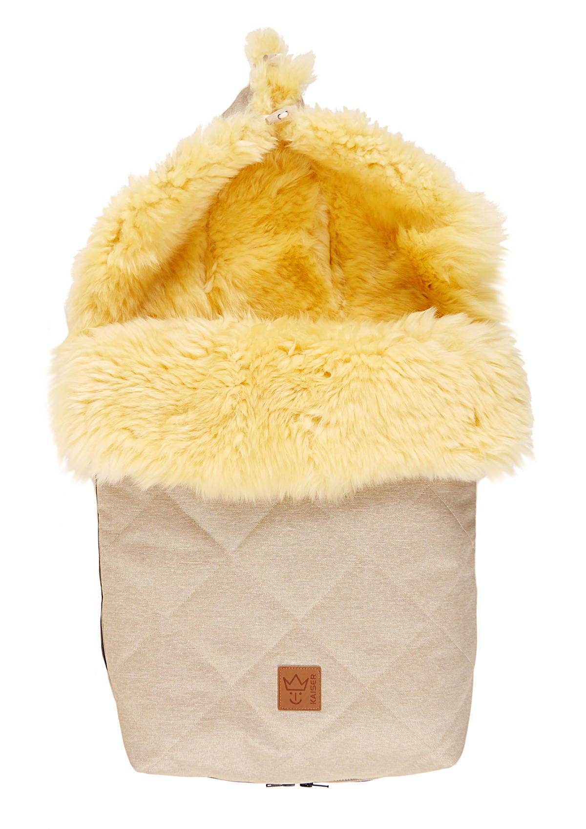 LAMMFELL-FUSSSACK Nelly, medizin, sand melange - Beige, Fell (46/8/88cm) - Kaiserbaby