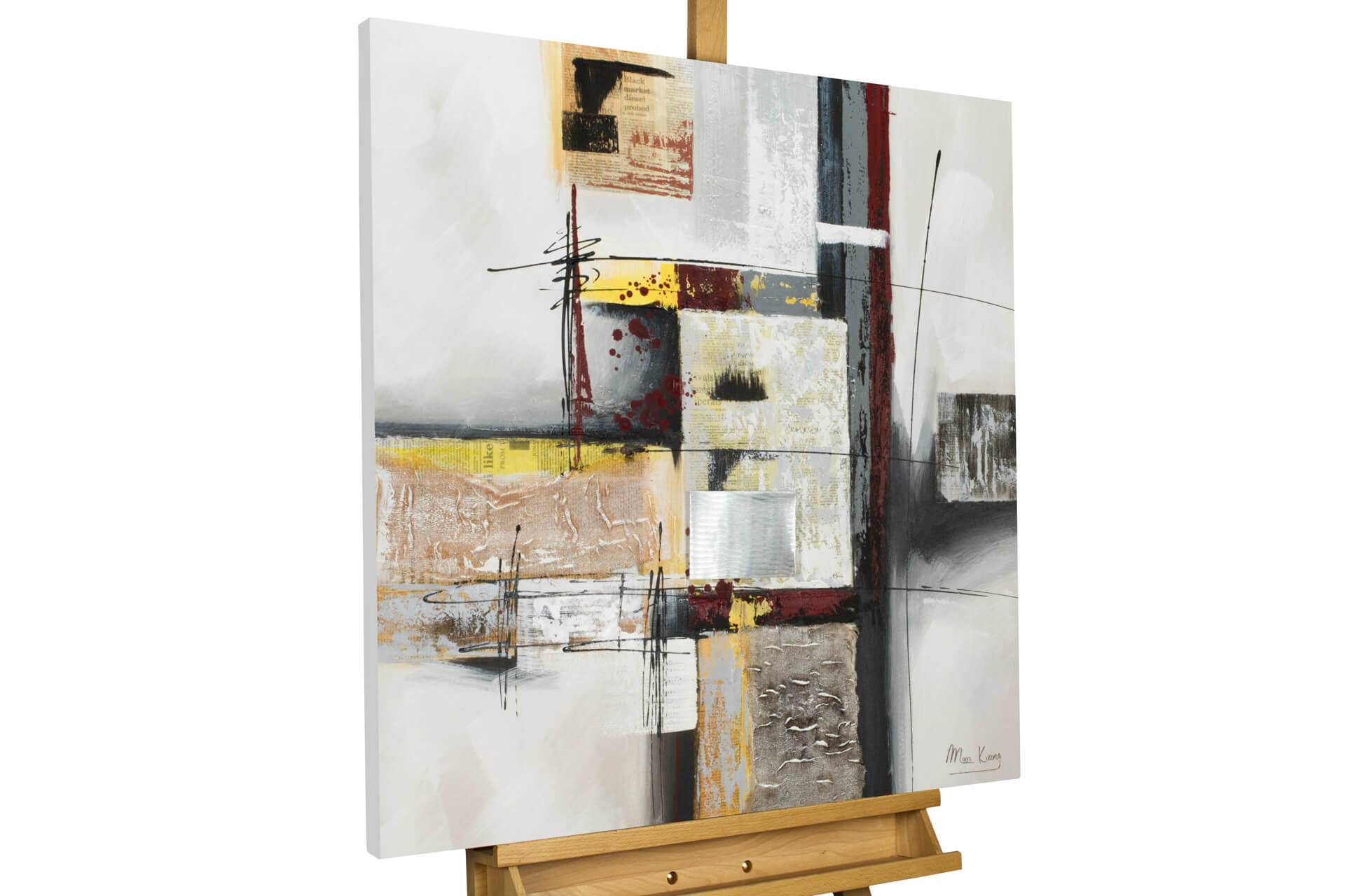 ACRYLBILD HANDGEMALT 80/80 cm - Beige/Grau, Holz/Textil (80/80cm) - KUNSTLOFT