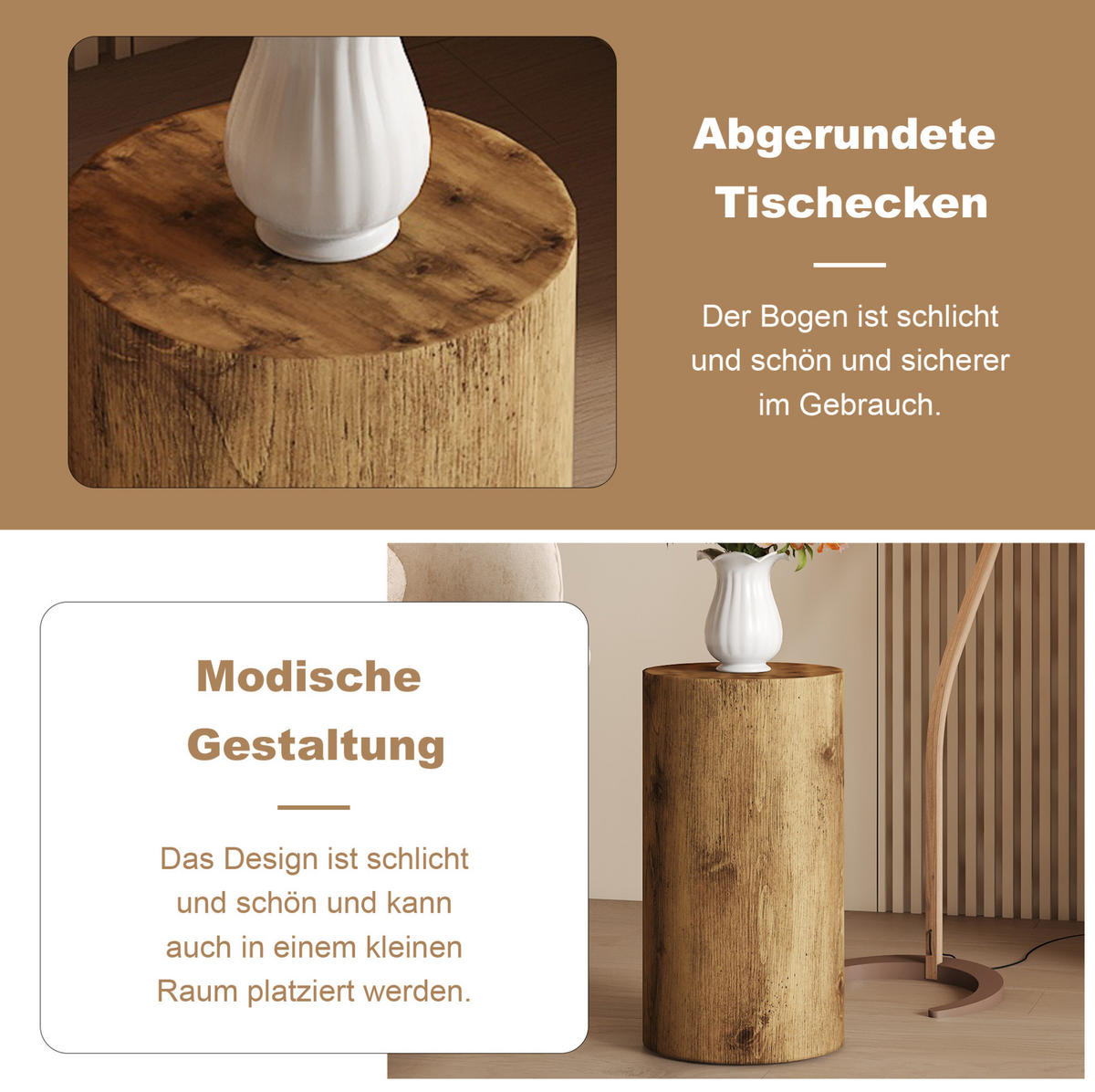 ODKLÁDACÍ stolek 30/30/55 cm v dekoru dřeva z MDF bez montáže - přírodní, kompozitní dřevo (30/30/55cm) - OKWISH