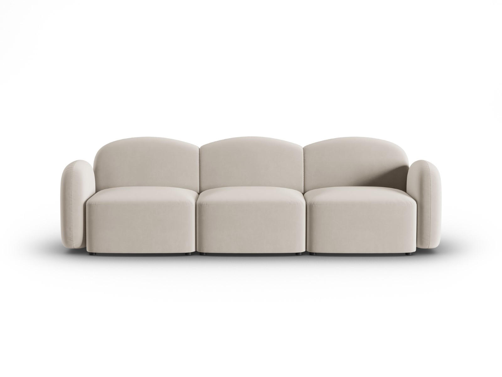 SOFA Blair aus Samt leichtes beige 3 Sitzplätze - Creme, Textil (87/80/272cm) - Micadoni