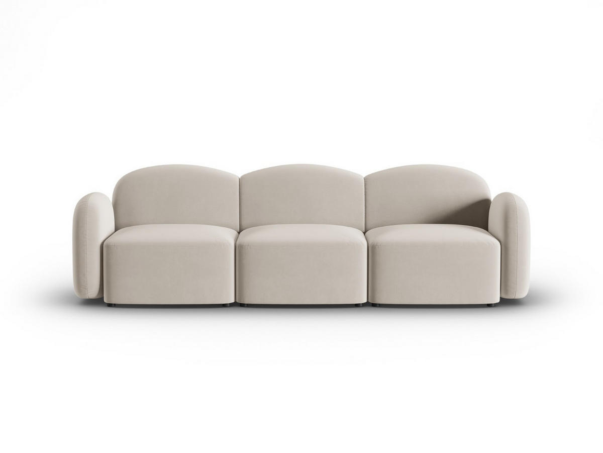 SOFA Blair aus Samt leichtes beige 3 Sitzplätze - Creme, Textil (87/80/272cm) - Micadoni