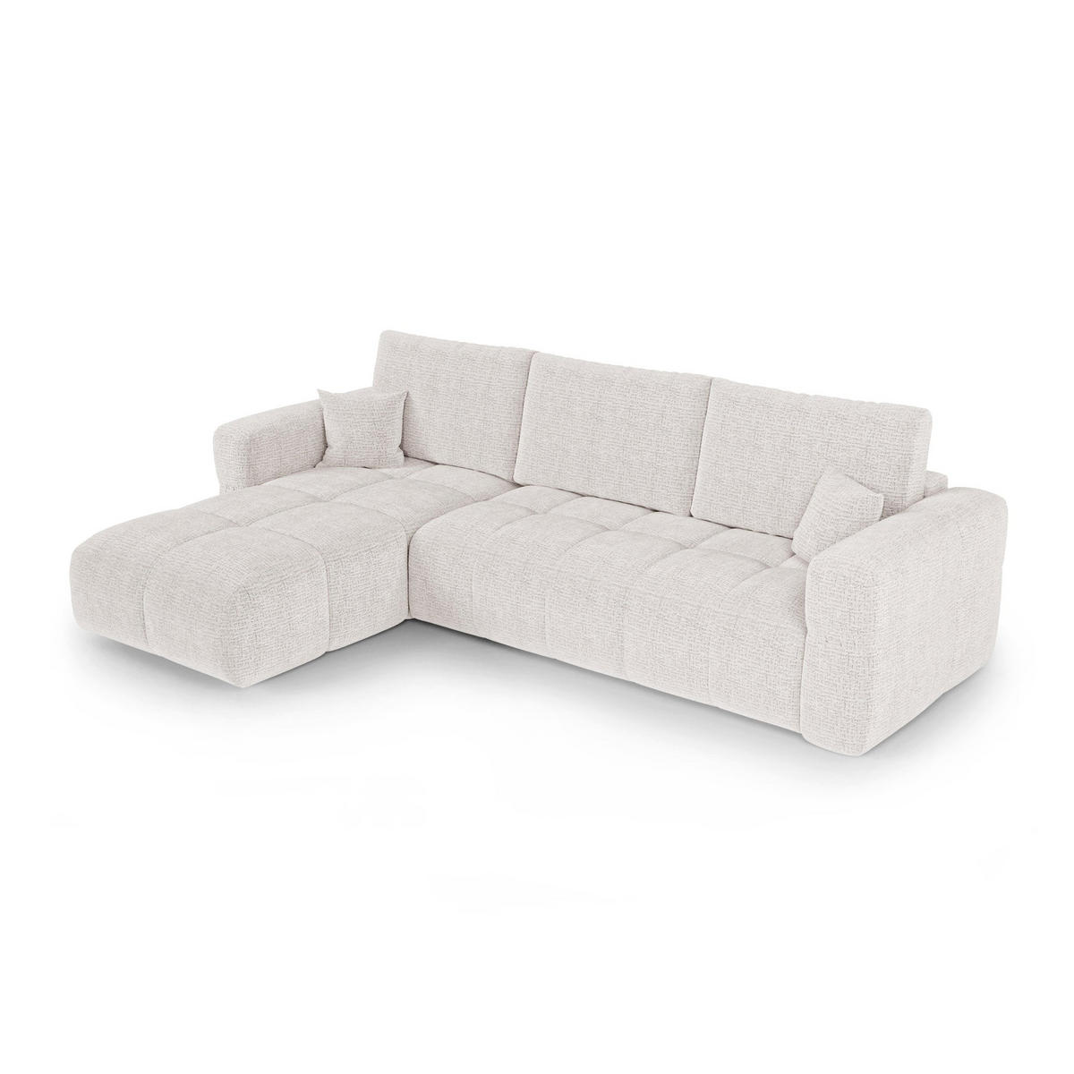 LINKSECK-SCHLAFSOFA mit Stauraum VIBE Kettgewebe mit weichem Griff Creme 286cm - Creme, Textil (286/169cm) - Premium Interiors