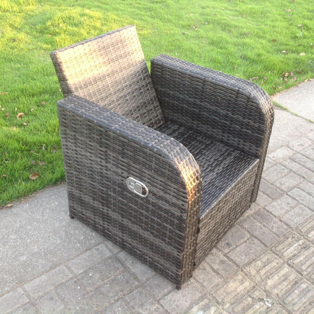 GARTENMÖBEL SET MIT LIEGESTUHL Polyrattan Outdoor 7-Sitzer - Dunkelgrau/Grau, Glas/Kunststoff - Fimous