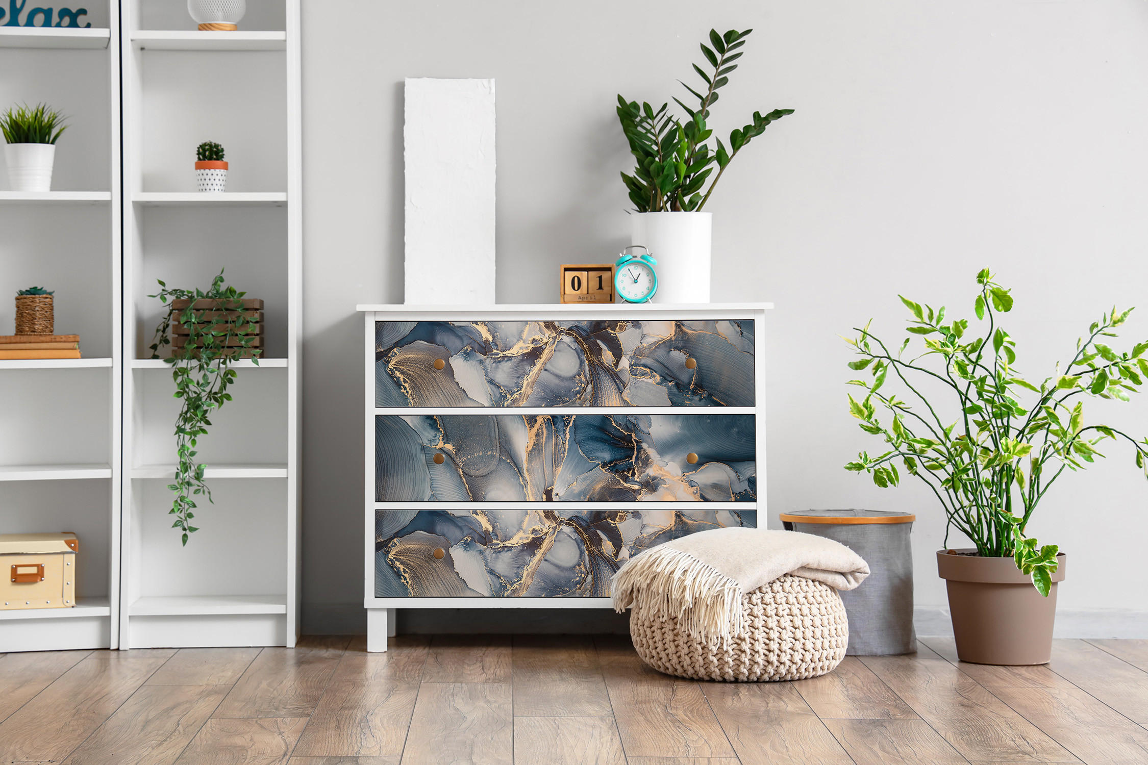 MÖBLAUFKLEBER 100x50 cm blau - Dunkelblau, Kunststoff (100/50/0.1cm) - Wallfluent