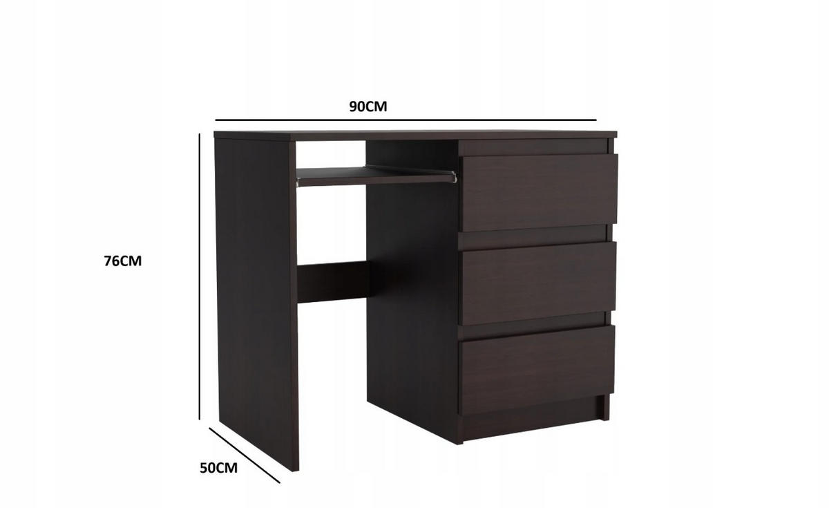 SCHREIBTISCH VALERIO 90x50x76 cm Bürotisch Computertisch, Wengefarben - Wengefarben, Holzwerkstoff (50/90/76cm) - MASSENO