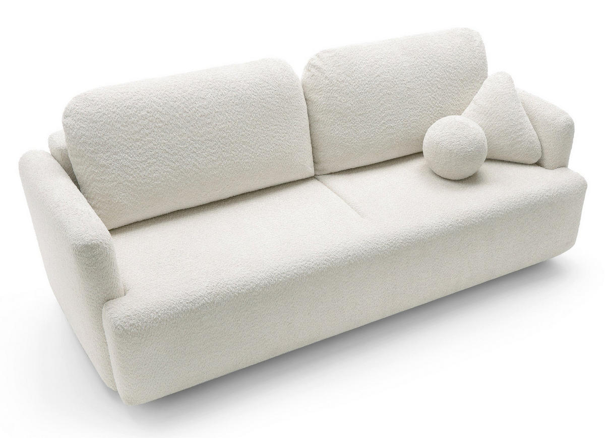 SCHLAFSOFA Lambina Cremeweiß Boucle - Creme/Schwarz, Kunststoff/Textil (227/92/104cm) - Selsey