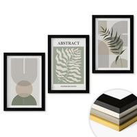 WANDBILDER 3er-Set - 20x30 cm Schwarzer Rahmen - Botanische Boho-Abstraktionen - Schwarz, Kunststoff (20/30cm) - ArtPrintCave