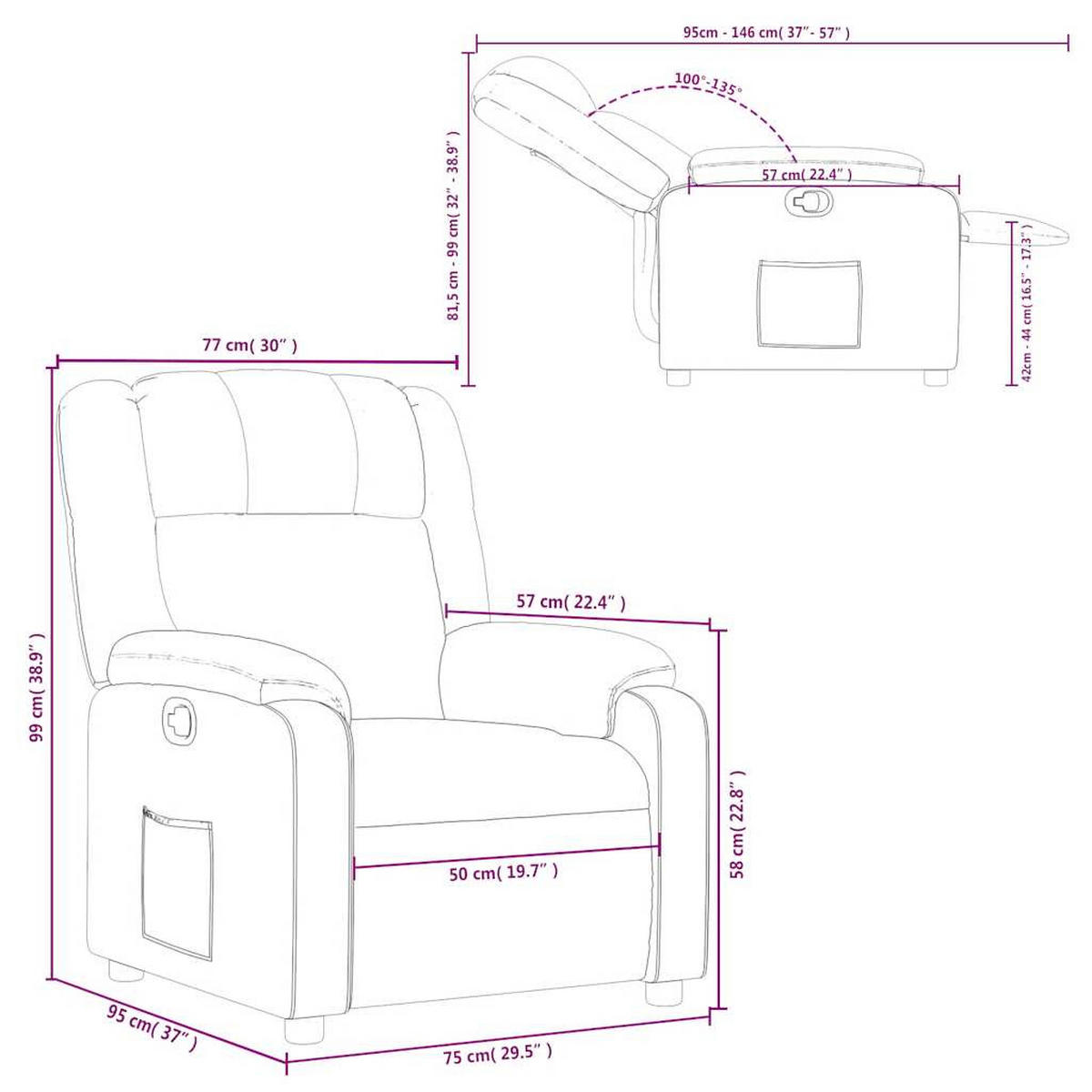 RELAXSESSEL Dunkelgrau Stoff - Grau, Textil (95/99/77cm) - vidaXL