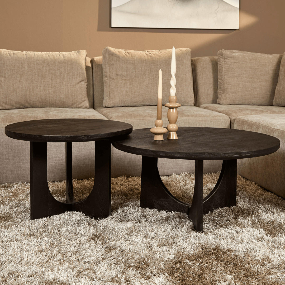 COUCHTISCH Gallus Mangoholz 80 cm / 80 cm Schwarz - Schwarz, Holz (80/80/40cm)