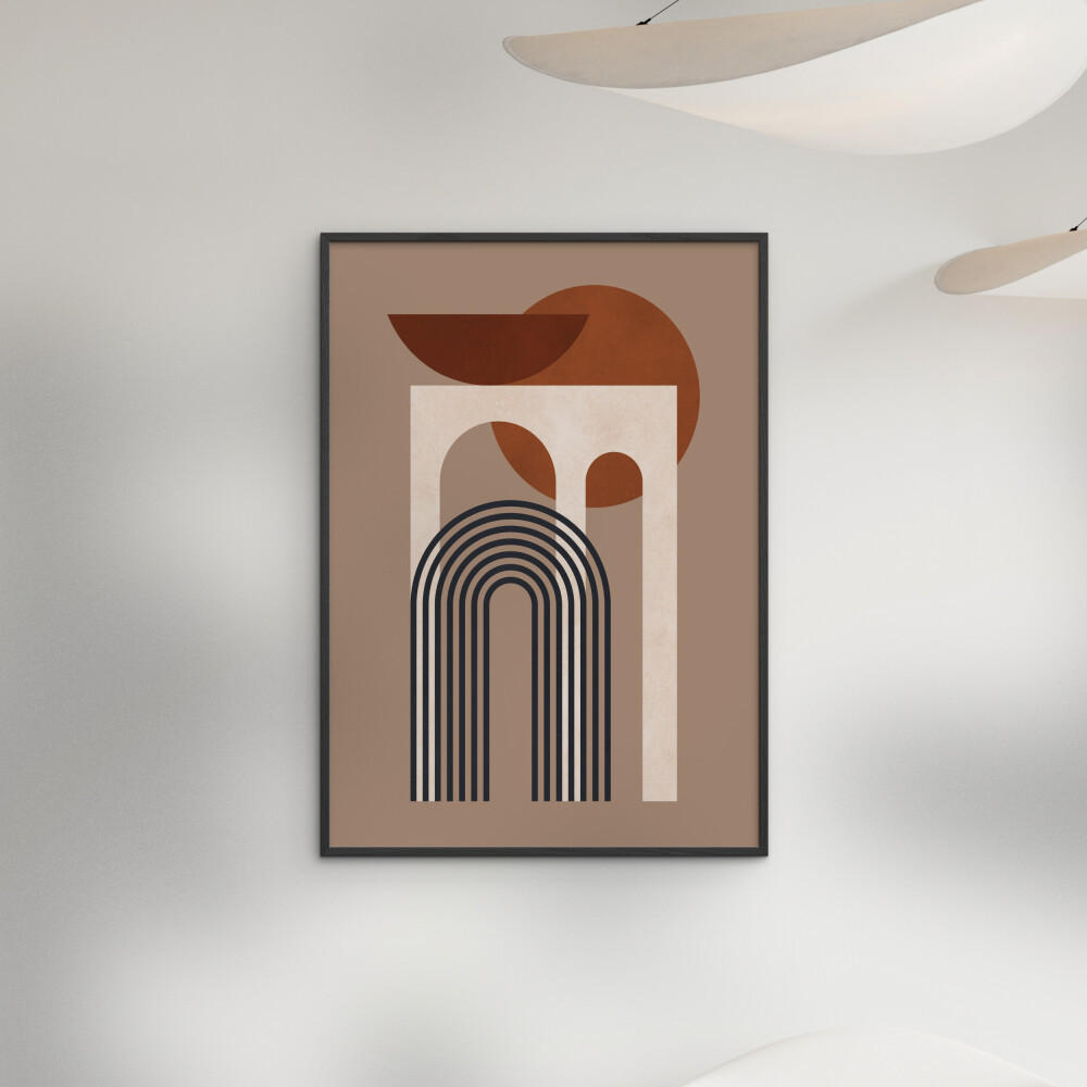 POSTER mit Rahmen Victor Costa - Geometric Composition No.3 - Schwarz/Braun, Holz/Papier (70/100cm) - Poster&Frame